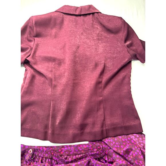 Vintage Leslie Fay Plum Jewel Tone 3 Piece Skirt Set Size 12 Petite Secretary - Picture 9 of 13